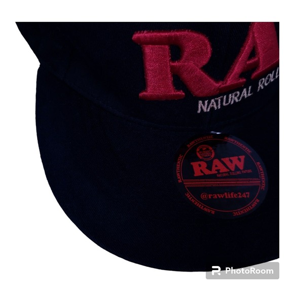 RAW Rolling Papers Snapback Hat Black Embroidered with Poker & Stash Pocket - Picture 3 of 9